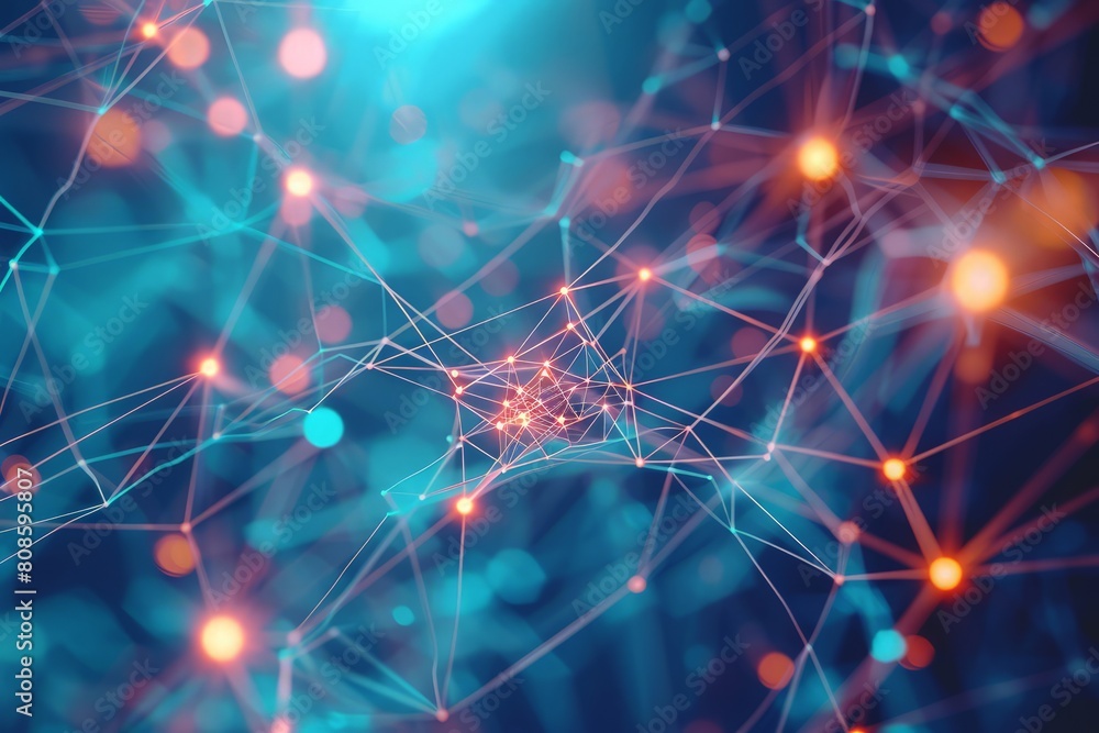 Poster neural networks and artificial intelligence conceptual abstract background.