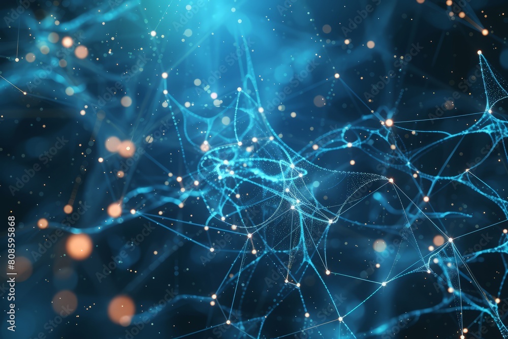 Poster neural networks and artificial intelligence conceptual abstract background.