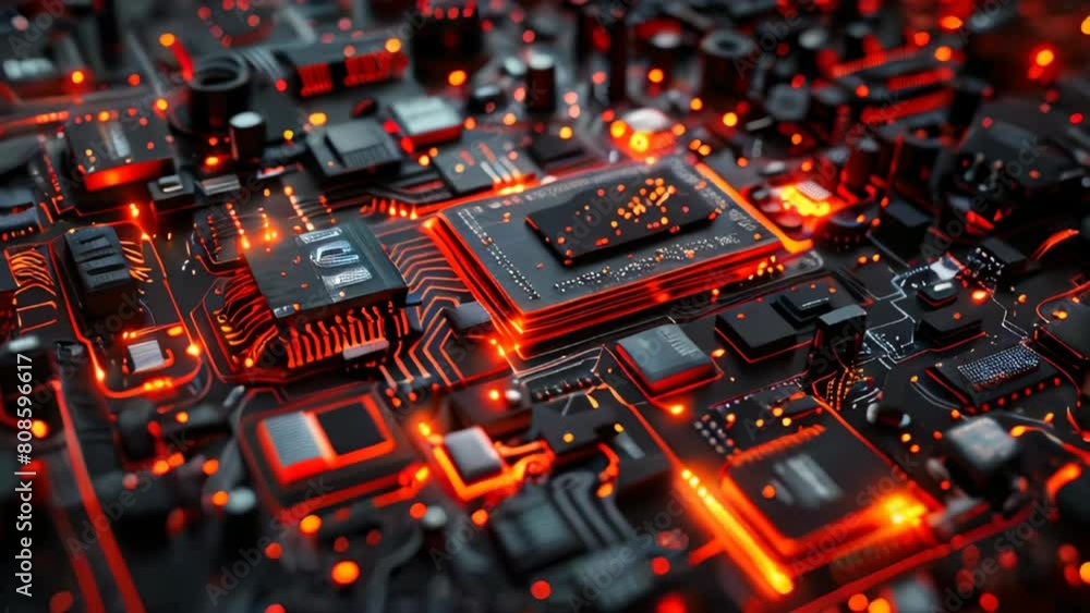 Poster a generic abstract high tech computer hardware closeup