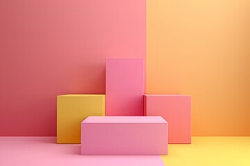 Pink yellow box podium