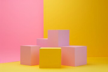 Pink yellow box podium