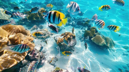 Fototapeta premium Underwater world. Coral reefs and fish