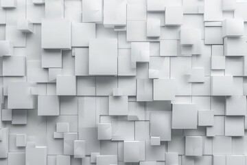 Square 3d rendering illustration for gray wall, backdrop banner, monochrome seamless wallpaper design. Architecture modern abstract white background texture pattern with geometric shapes in studio.