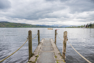 Fototapeta premium Jetty at Miller Ground juts out into Lake Windermere