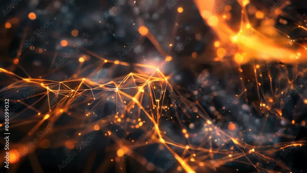 Poster lines, nodes and dots structure, abstract futuristic technology animation