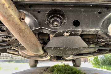 protective shield for the car 4x4 system. auto differential iron metal protection for off-road.