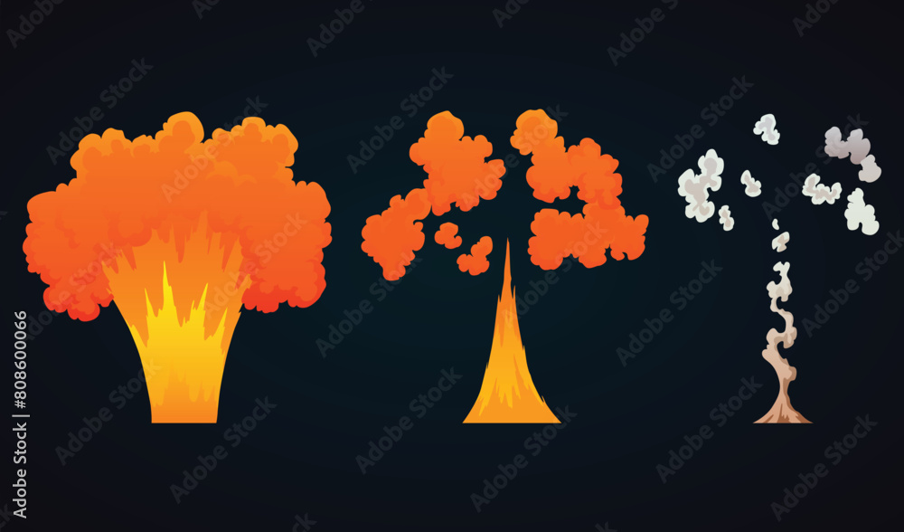 Poster explosion animation. animation for game of the explosion effect. cartoon animation for game. explodi