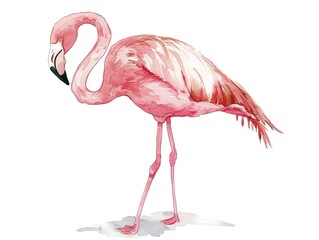 Flamingo, watercolor, 180 characters