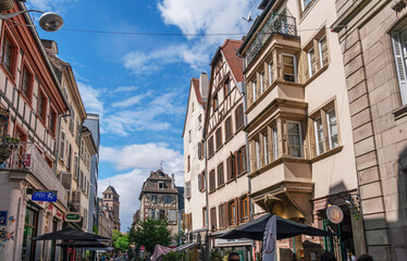 The street of the old town in Strasbourg, La Petite France, Strasbourg.