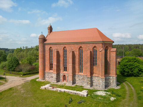 Gothic chapel of the Templar order in the village of Chwarszczany in western Poland