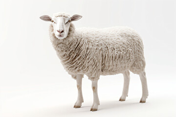 Fototapeta premium a sheep standing in a white room with a white background