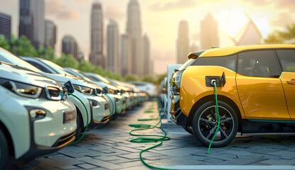 Obraz premium Energy Subsidies Illuminating Clean Futures: Charging EVs in Urban