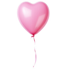 A pink heart-shaped balloon on a transparent background.