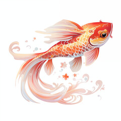 Fototapeta premium Chinese fish (goldfish) drawing decoration isolated on white