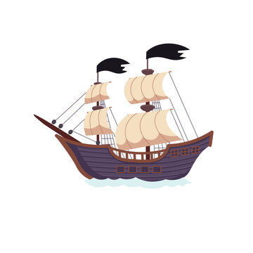 recommend clip art: Cartoon Vector Illustration. Pirate Ship, sailing ship.