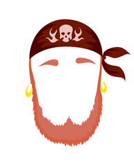 Pirate mask. Cartoon face decoration - bandana and beard. Party accessories, head costume concept. Decoration item for your selfie photo, video chat filter or photo booth