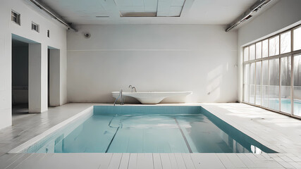 swimming pool ussr interior design minimalism white color