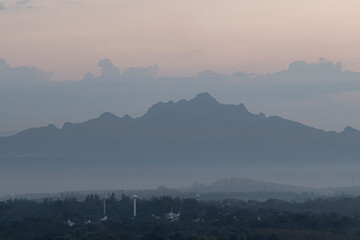 Beautiful morning scenery of River and mountain in a dramatic sky