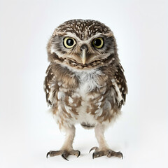 Fototapeta premium a small owl standing on its hind legs