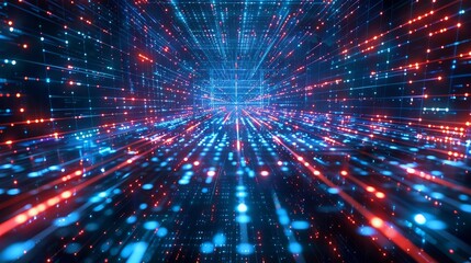 Obraz premium Digital Grid Network: A 3D illustration of a digital grid representing a network