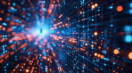 Obraz premium Digital Grid Overlay: An illustration showing a digital grid overlaying a screen