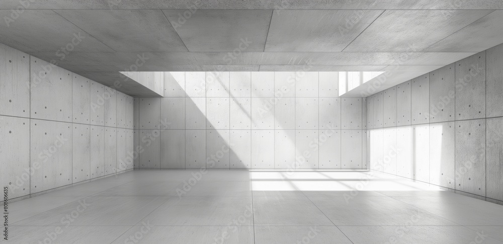 Poster a large, empty room with a window that lets in sunlight,a large, empty room with a large window in t