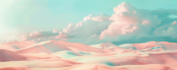 pink sand desert dunes, cloudy sky, soft colors, peace silence quiet concept, nobody in the scene