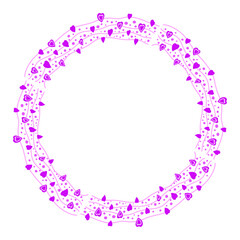 Hand drawn hearts border and frame on white background