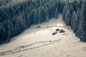 Kukul ridge near Chornohora, winter mountains scenery, Carpathian mountains, Ukraine, Europe...