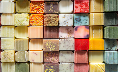 Artisanal Soap Display at Craft Market: Handcrafted Beauty