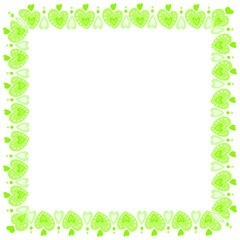 Fototapeta premium Hand drawn hearts border and frame on white background