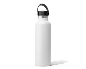 Blank White Hydro Flasks Dew Bottle, Sport Water Bottle Packaging Isolated On Transparent Background, Prepared For Mockup, 3D Render.