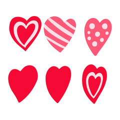 Hand drawn hearts collection on white