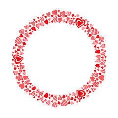 Hand drawn hearts border and frame on white background
