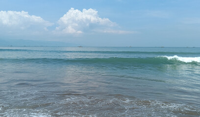 footprints on the beach. Nature tropical sea
