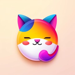 simple cute logo cat with mic