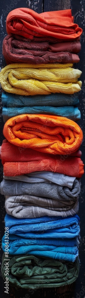 Poster a stack of colorful socks on a table