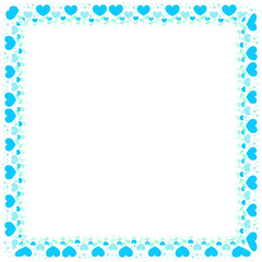 Hand drawn hearts border and frame on white background