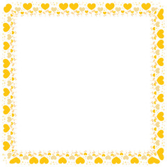 Hand drawn hearts border and frame on white background