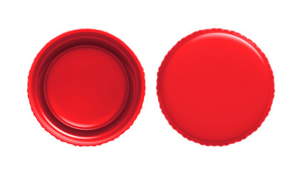 Red plastic bottle caps, transparent background