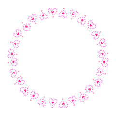 Hand drawn hearts border and frame on white background