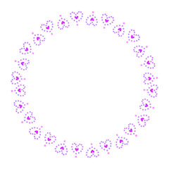 Hand drawn hearts border and frame on white background