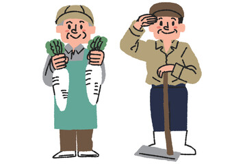 農家のおじいさんのイラストセット