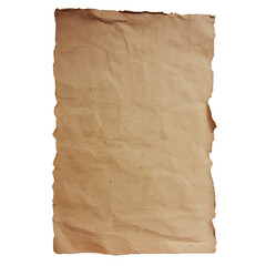 The image is a piece of old brown paper with torn edges. It has a rough texture and is slightly wrinkled. The paper is blank and has no writing or markings on it.