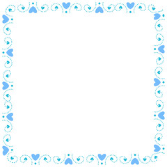 Hand drawn hearts border and frame on white background