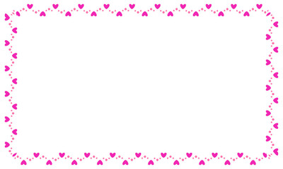 Hand drawn hearts border and frame on white background