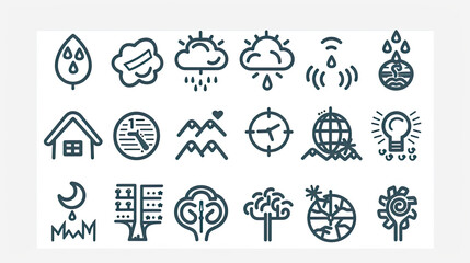 Line Editable Stroke Climate change line icons