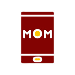 Phone mom icon solid red yellow colour mother day symbol illustration.