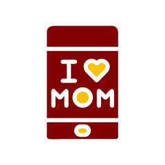 Phone mom icon solid red yellow colour mother day symbol illustration.