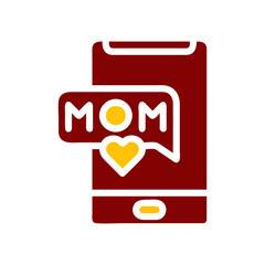 Phone mom icon solid red yellow colour mother day symbol illustration.